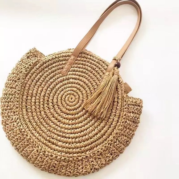 Infinity Raine Handbags - PEARL CITY WOVEN ROUND STRAW BAG